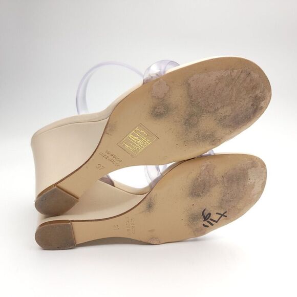 Ilio Smeraldo Claire Rose Nude Wedge Minimal Clear Strappy Sandal Heels 7 Beige - Picture 10 of 11